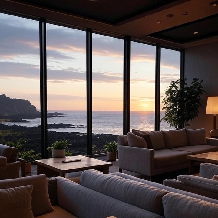 Jeju’s coastline integrated into a lounge’s interior design